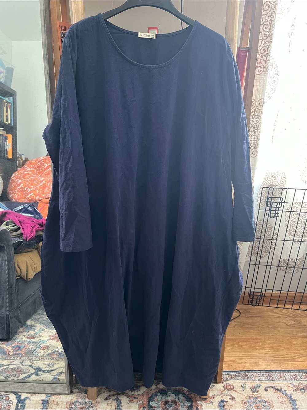 Relaxed Navy Maxi Dress with Scoop Neck